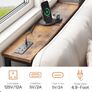 200 cm Slim Console Table with 2 Charging Stations, Narrow Behind Sofa Table, Long Hallway Table with Adjustable Feet, for Hallway, Living Room, Rustic Brown and Black Image 3