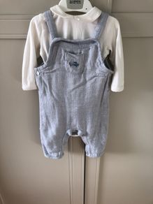 M&S dungaree & collared bodysuit 3-6months