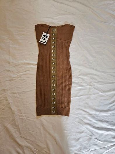 LPA Revolve Brown Tube Strapless Dress