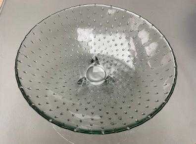 Large Swedish tinted green glass textured  bowl