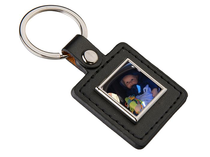 Personalised Square PU and Metal Keyring