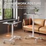 Mobile Standing Desk Pneumatic Adjustable Height Stand Up with Lockable Wheels Ergonomic Side Table for Home Office Work Computer Workstation Typ-T 48 x 65CM White Image 7
