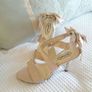 Schuh Champagne Satin Sandals with Bow Image 7