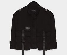 BERSHKA Black Military Style Buckle Detail Jacket!