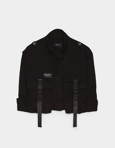 BERSHKA Black Military Style Buckle Detail Jacket!