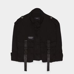 BERSHKA Black Military Style Buckle Detail Jacket!