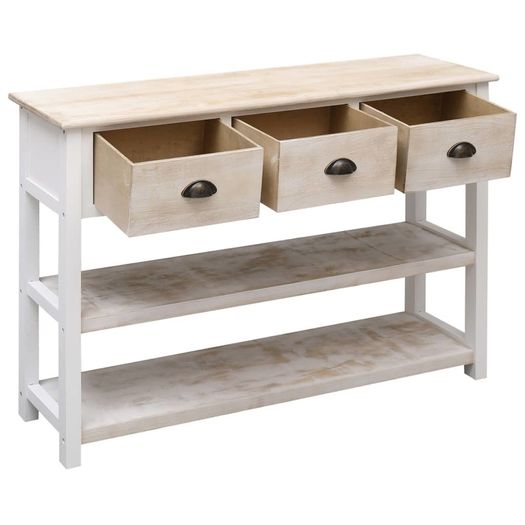 Sideboard Natural and White 115x30x76 cm Wood