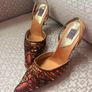 Fabulous Carrie Bradshaw style gold and bronze, embellished sling-backs Image 6
