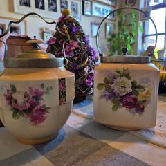 Antique Jars with lids and handles