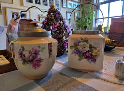Antique Jars with lids and handles