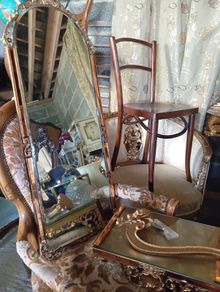Vintage wall mirror with marble shelf