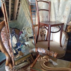 Vintage wall mirror with marble shelf