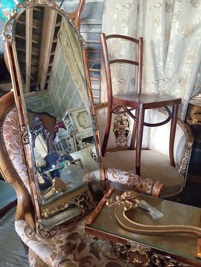 Vintage wall mirror with marble shelf