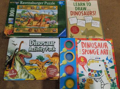 Dinosaur  related arts and crafts, jigsaw & activity sticker book