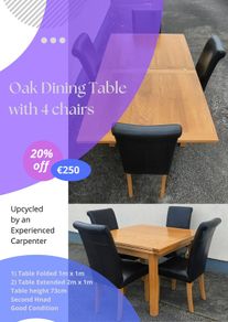 Oak Dining Table and 4 Chairs