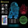 3D Star Wars Lamp, ZNZ LED Optical Illusion Night Light, 16 Colors Changing Remote Touch Mood Lamp - Perfect Christmas and Birthday Gifts for Kids Men Women and Star Wars Fans Image 8