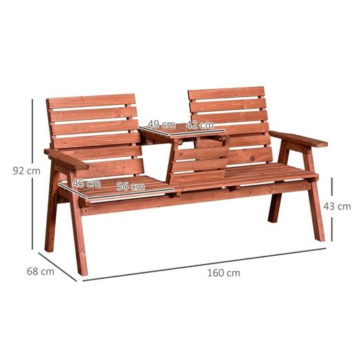 NEW SALE | Fir Wood Convertible 2 to 3 Seater Outdoor Garden Bench Wood Tone