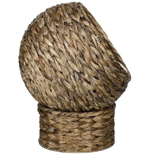 Woven Banana Leaf Elevated Cat Bed Wicker Kitten Basket Pet Den. House Cozy Cave with Soft Cushion Dome 42x33x52cm Dark Brown