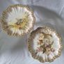 Rare Hand Painted By 'George White' 9 piece set. Antique Victorian Doulton Burslem 9pc Blush Ivory Dessert Service, Gold Gilt Pedestal Compotes & Cabinet Plates 22cm width Image 5