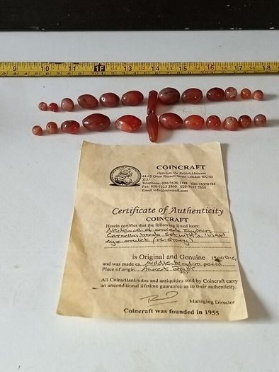 25 1900BC Carnelian Ancient Egypt Beads(With COA)