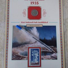 U.S.A. Mint Stamps : Buffalo Nickel Stamp And Coin Panel : " Yellowstone National Park "
