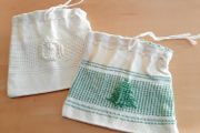 Needlepoint tie-string pouch