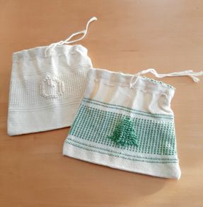 Needlepoint tie-string pouch