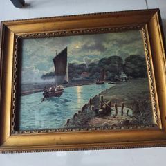 Vintage Mid-Century "Aug. Ahrend Bremen" Structured Landscape Print