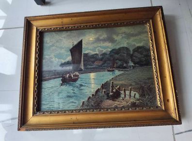 Vintage Mid-Century "Aug. Ahrend Bremen" Structured Landscape Print