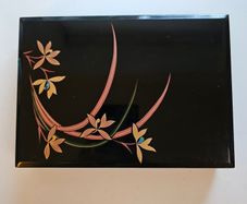 Vintage Traditional Japanese Lacquered Wooden Storage Box