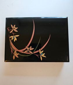 Vintage Traditional Japanese Lacquered Wooden Storage Box