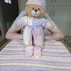 Hand knitted newborn gift set