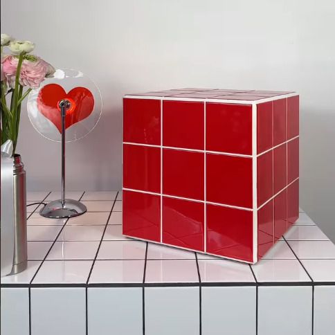 Handmade Designer Tile Cube Side Table / Stool,  Gloss Ceramic Statement Piece