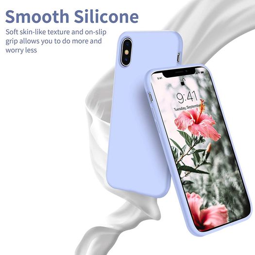 Liquid Silicone Case For iPhone XS Max Luxury Thin ShockProof Soft Phone Cover Purple - FHT4IPXSMLK