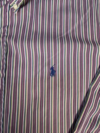 Ralph Lauren Button Down Shirt - Size XL -Striped Classic Fit - Purple Blue