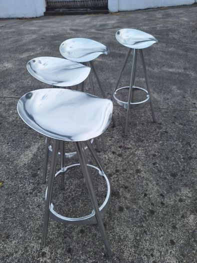 Four retro metal stools