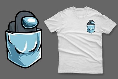 Dark grey impostor in the pocket among us t-shirt imposter among us t-shirt impostor t-shirt