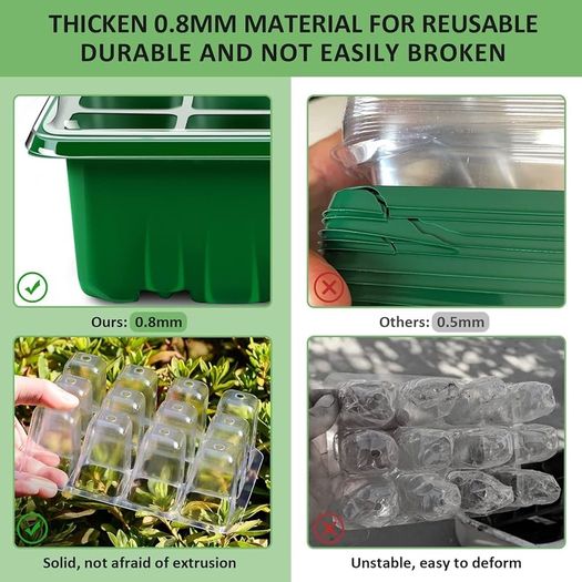 NEW SALE | Seed Trays, 10 Pack 120 Cells Propagator with Heightened Lids, Growing Thicken Seedling Starter