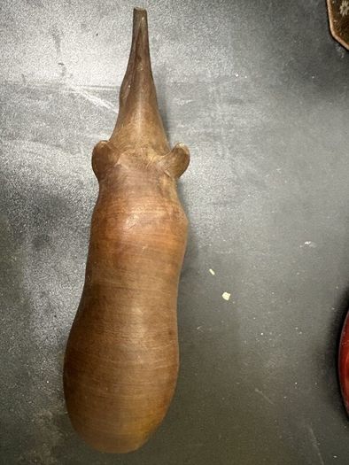 Vintage Hand-Carved Wooden Rhinoceros Figure