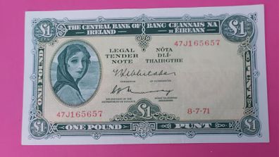 Irish 1971 Lady Lavery One pound banknote in uncirculated condition