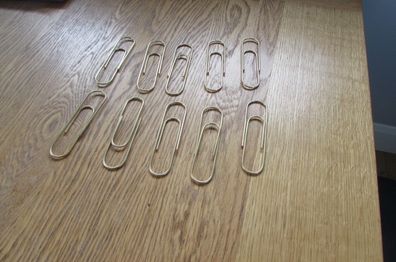 Large Gold and White Plastic Coated Paperclips x 30 for Sale
