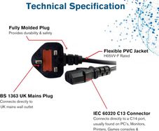 Power cable, Power cord. 1.8, 2.5m (New)