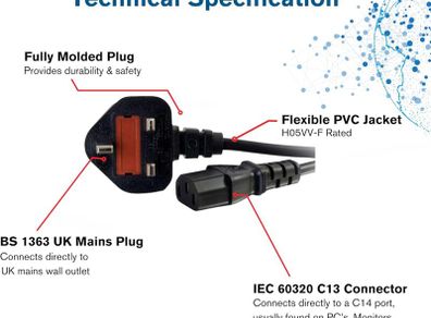 Power cable, Power cord. 1.8, 2.5m (New)