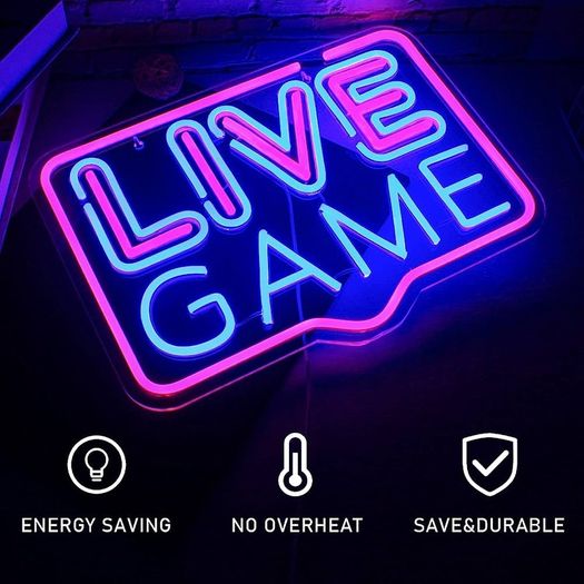 Live Game Neon Signs Gaming Neon Light LED Game Sign Acrylic Neon Wall Sign Night Light for Game Room Gaming Zone Decor (FREE SHIPPING)