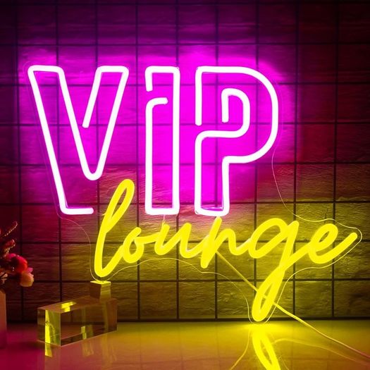 NEW SALE | VIP Lounge Neon Signs for Wall Decor LED Neon Light for Room Decor VIP Light up Sign with USB Powered for Home Decor, Hotel, Club, Cafe, Bar, Office, Shopping Mall (Pink&Lemon Yellow)