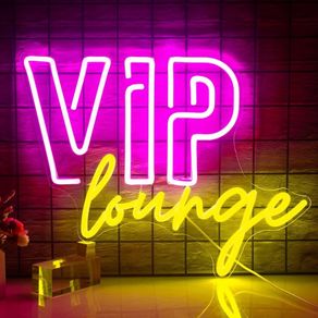 NEW SALE | VIP Lounge Neon Signs for Wall Decor LED Neon Light for Room Decor VIP Light up Sign with USB Powered for Home Decor, Hotel, Club, Cafe, Bar, Office, Shopping Mall (Pink&Lemon Yellow)
