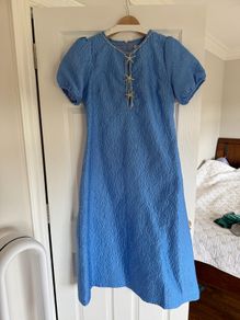 STUNNING DREAM Sister Jane Blue Textured Midi Dress with Crystal Starfish - Size L
