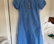 STUNNING DREAM Sister Jane Blue Textured Midi Dress with Crystal Starfish - Size L