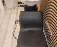 2 salon units (without mirrors )chairs footrests, basin and trolley make sensible offer