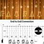 Curtain Fairy Lights, 138 LED Stars Curtain String Lights with Christmas Tree Reindeer Bell 8 Flash Modes Plug in Indoor Outdoor Decoration Lightning Christmas 2.3M/7.5ft Warm White (FREE POSTAGE) Image 2
